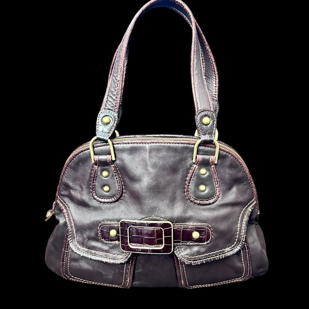 Vintage Via Spiga Hobo Brown Soft Leather Double Handle Tote Shoulder Bag Zipper